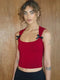 Y2K Women'S Bow Tie-Up Tank Tops Wide Shoulder Straps Bandage Camisole Sexy Low Cut Crop Tops Female Vest Tops