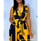 Women Slim Fit High Waist Print Jumpsuits Women V-neck