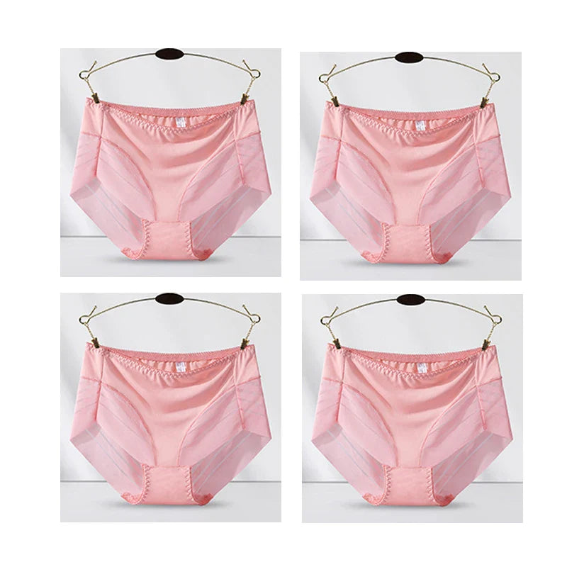 4pcs Sexy Lace Panties Women's Underpants Large Size Mid-Rise Waist Briefs Breathable Lift buttocks Female Underwear