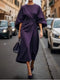 2025 Spring Summer New Women's Fashion Style Elegant Solid Color Waist Dress Casual Bat Sleeve Long Dress Vestidos Para Mujer