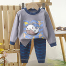 Kids Boys Casual Warm Cotton Pajamas Cute Cartoon Bear Long Sleeve T-Shirt Tops + Pants New Baby Autumn Sleepwear Clothing Sets