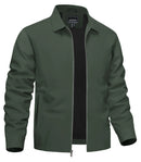 TACVASEN Lightweight Work Jackets Mens Classic Tunic Style Zipper Pockets Bomber Jackets Full Zip Spring Fall Jacket Outwear
