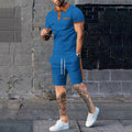 2025 new fashion trend summer men's waffle short-sleeved shorts two-piece full matching business and leisure suit