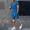 2025 new fashion trend summer men's waffle short-sleeved shorts two-piece full matching business and leisure suit