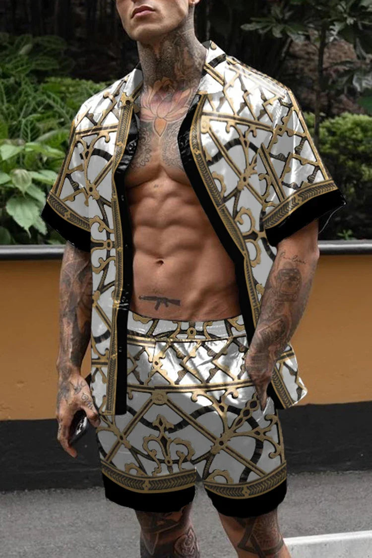 Hot Hawaiian Set Mens Printing Set Short Sleeve Summer Casual Floral Shirt Beach Two Piece Suit 2022 New Fashion Men Sets
