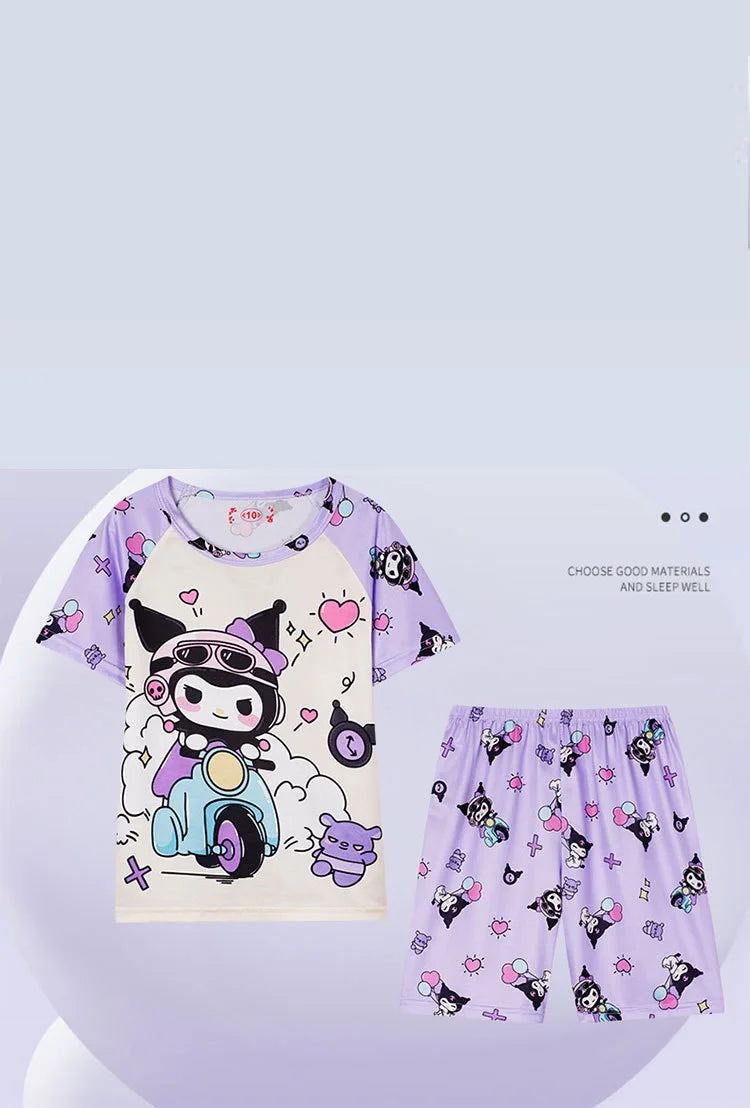 Summer Children's Pajamas Short Sleeve Girls Cartoon Old Boys Boys Home Clothes Set Pajama Sleepwear Robe Clothing Mother Kids