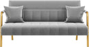 56.5" W Modern Loveseat 2 Seater Sofa Luxurious Velvet Fabric Couch with Gold-Tone Metal Arms and Legs for Bedroom, Studio Pink