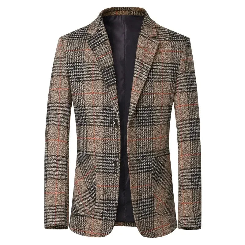 New Spring Autumn Men Plaid Blazers Jackets Male Korean Design Slim Suits Coats Business Casual Slim Fit Blazers Men's Clothing
