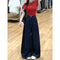 Vintage High-Waisted Wide-Leg Jeans Skirt American Style For Women Summer New Loose-Fit Slimming Versatile Straight-Leg Trousers