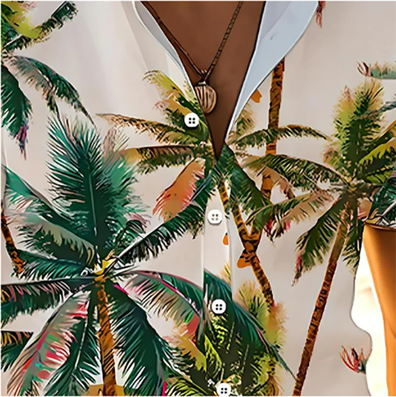 Palm Tree Tropical Men's Degree 3D Printed Hawaiian Shirt and Shorts Set Casual Fashion Short Sleeve Shirt Set