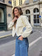 Women Fashion With Pockets Bomber Jacket Coats Vintage Long Sleeve Front Button Casual Female Outerwear Chic Tops