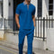 2025 new men's summer trend two-piece waffle collar short sleeve pants Business casual loose short sleeve + pants suit