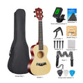 23-inch Ukulele Acoustic Ukulele Kit with Bag Strings Strap Bridge Needle Capo Pick Tuner All Basswood for Students Beginner