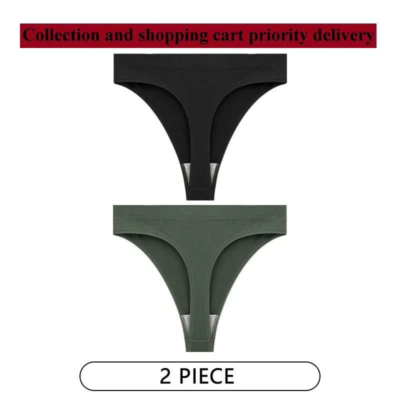 CINOON 2Pcs/Lot Women Sexy 5 Color Panties Low-waist Comfort Underwear G String Thong Breathable Lingerie Temptation Intimates
