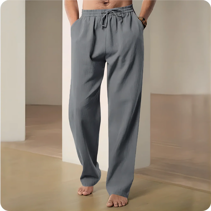 2025 New Men's Beach Pants Joggers Streetwear Cotton Linen Sweatpants Casual Pants Hawaiian Vacation Loose Summer Long