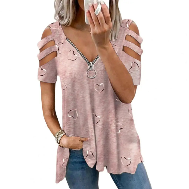Women Blouse Sexy Breathable Lady Summer T-shirt Soft Summer Blouse Plus Size Lady Summer Top Lady Garment