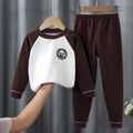 Children's velvet warm suit, autumn clothes and pants for big children, underwear for boys and girls, home clothes for babies Un