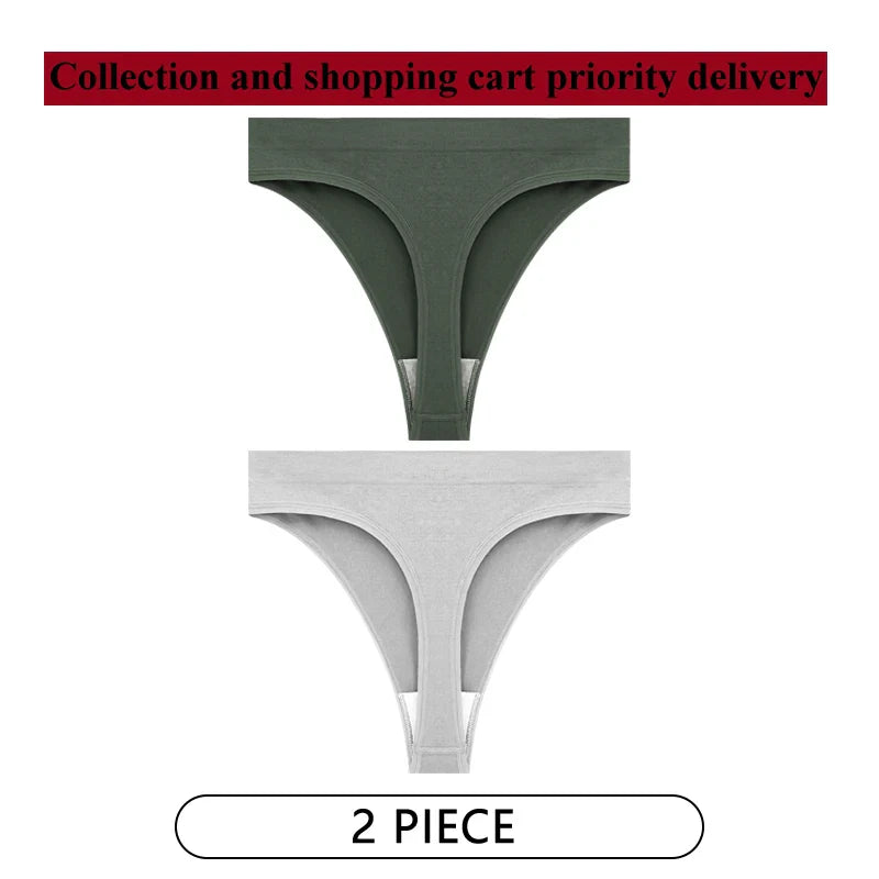 CINOON 2Pcs/Lot Women Sexy 5 Color Panties Low-waist Comfort Underwear G String Thong Breathable Lingerie Temptation Intimates