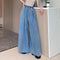2024 Autumn New Loose-Fit Plus Size Women's Jeans Slimming Wide-Leg Ground-Length Simple Style Casual Ladies Pants
