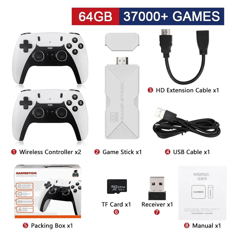 Video Game Sticks M8 Console 2.4G Dual Wireless Controller Game Stick 4K 20000 games 64GB Retro game For Dropshiopping Xmas Gift