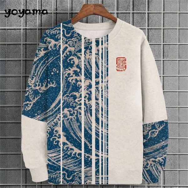 Ukiyo-E Men's Sweatshirt Autumn Oversized Hoodies for Men Long Sleeve T-Shirt Tops Loose Casual New in Hoodies & Sweatshirts Top