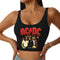 Retro Rock Fashion Trend AC/DC Sexy Vest Fitness Cropped Tank Top Women Heavy Metal Music Band Yoga Sports Comfortable Bra