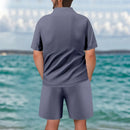 Men's New Waffle Summer Suit 2025 Casual T-shirt + Shorts Suit Men's Tracksuit Solid Color Tracksuit Loose Suit Clothes for Men