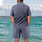 Men's New Waffle Summer Suit 2025 Casual T-shirt + Shorts Suit Men's Tracksuit Solid Color Tracksuit Loose Suit Clothes for Men