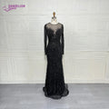 Elegant Long Sleeve Evening Dress for Women 2025 O-Neck Mermaid Wedding Party Luxury Beaded  Formal