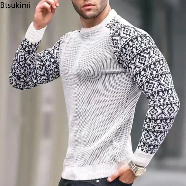 New 2025 Autumn Winter Men Clothing Fashion Mens Thin Sweaters Casual O- Neck Solid Warm Slim Fit Knit Shirt Male Pullover 3XL