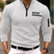 Men's Long-Sleeved Casual Sports Polo Shirt Spring Autumn Comfortable Printed T-Shirt with Arm Zipper Pocket Fashion Top