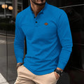 Cross-border Europe and America 2025 new Waffle spring sports men's POLO shirt lapel solid color long-sleeved golf fitness top