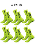 6 pairs of football socks, men's and women's mid length anti slip training socks, thickened professional sports socks
