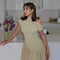 Irregular Elegant Pleated Midi Dress For Women Fashion Street Short Sleeve Patchwork Long Dress Casual Office Lady Neck Vestidos