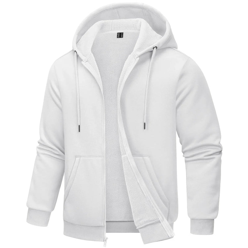 TACVASEN Big Pockets Fleece Lining Hoodies Mens Hooded Coats Full Zip Up Casual Hoodie Jackets Athlete Running Hiking Sportswear