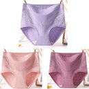 3pcs Cotton Women Panties Lady Plus Size Underwear Lace High Waist Briefs Breathable Solid Color Female Lingerie