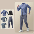 Mens Sweatsuits Set Running Suit with Phone Pocket Autumn Winter Quick-Drying Professional Run Fitness Training Clothing for Men