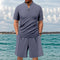 Men's New Waffle Summer Suit 2025 Casual T-shirt + Shorts Suit Men's Tracksuit Solid Color Tracksuit Loose Suit Clothes for Men