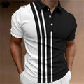 Fashion Polo Shirt For Men 3d Stripe T-Shirt Tops Summer Short Sleeve High Quality Polo Shirts Black Tees Casual men's Clothes