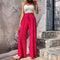 Women High Elastic Waist Wide Leg Pants Summer Casual Female Sand Beachwear Full Loose Trousers YLX-333