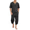 2025 Men's Hip Hop Cotton Linen Sets Comfort Breathable Men Casual Sport 2 PCS Sets Fashion V-neck Short Sleeve Tops+Pants Suit