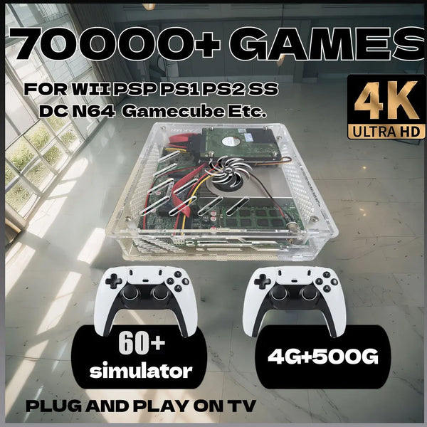 LZAKMR 1037u 4G RAM Retro Super Console U7 500G HDD over 70000+ Classic Games for Wii PS2 SS DC PSP GameCube Plug and Play on TV