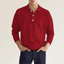 2024 Autumn leisure Home long Sleeve top Fashion Men's solid color lapel Men's POLO Shirt