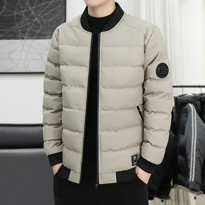 2024 New Winter Male Coat Casual All-match Thickened Baseball Collar Windproof Parka Men Fashion Lightweight Padded Jackets
