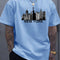 Men's Suit New York PrintingTT-shirt Casual Fashion All-Matching round Neck Half Sleeve