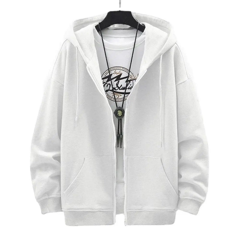 2023 US Size Zip Up Hoodies Autumn Hooded Sweatshirts Men's Hoodie Cardigan Solid Color Classic Jacket Men Coat Men Clothing