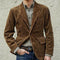 2025 Autumn Winter Men's Coat Jackets Corduroy Casual Suits With Shoulder Pads Fashion Lapel Long-Sleeved Solid Jacket Models