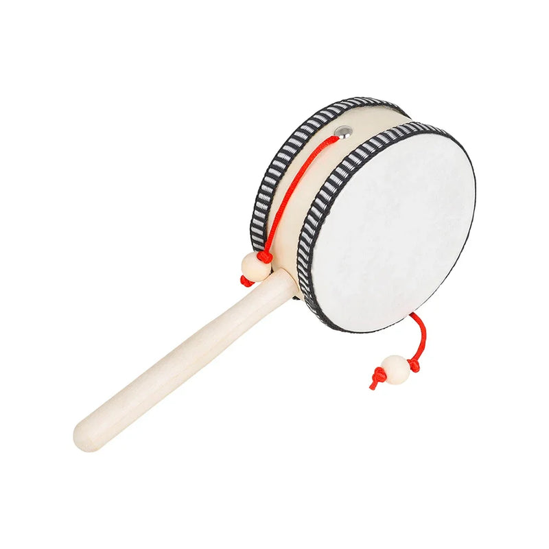 4 Inch Hand Shake Wooden Black Side Drum Orff Musical Instrument Rattle Childhood Classic Traditional Rattle Children Gifts Toys