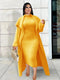 Plus Size Women Clothing Winter Outwear Long Sleeve Thick Overcoat with Dress Two Piece Ladies Large Matching Sets Fleece Suit