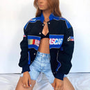 Oversized Printed Jacket Female Gothic Racing Suit hip-hop Street Style Jacket Y2K Oversized Baseball Uniform Jacket Bomber Top